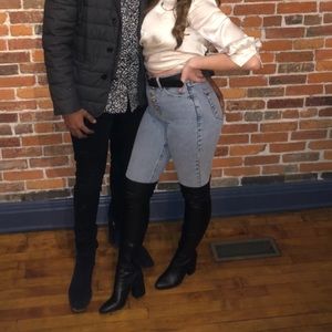 Thigh high pleather boots